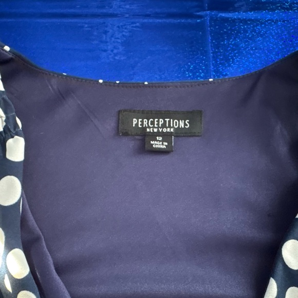 Perceptions Navy and White Polka Dot Midi Dress - Picture 6 of 12